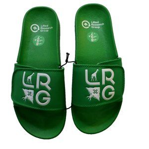 Lifted Research Group LRG Mens Slides Sandals Shoes Green Stacked Logo New 8